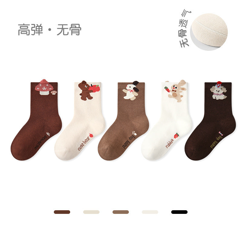 1929儿童袜子批发2025秋冬新款立体动物短袜纯色棉无骨男童袜子