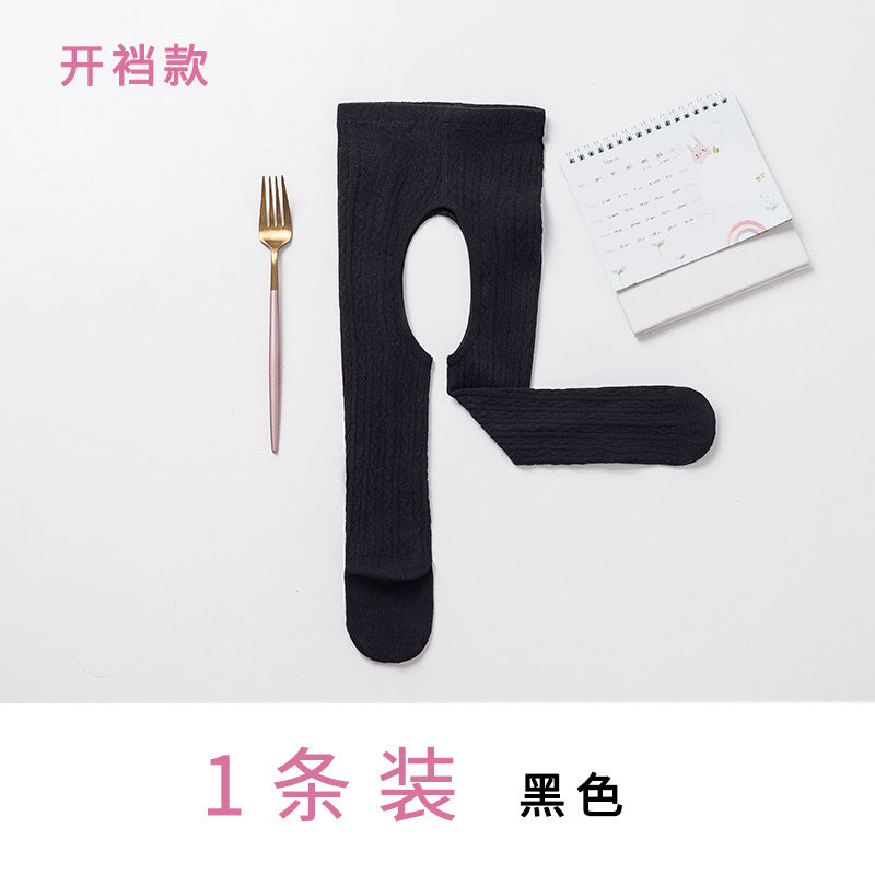 2026春夏新款 女童打底裤袜 韩版纯色麻花纹儿童袜子婴幼儿连裤袜