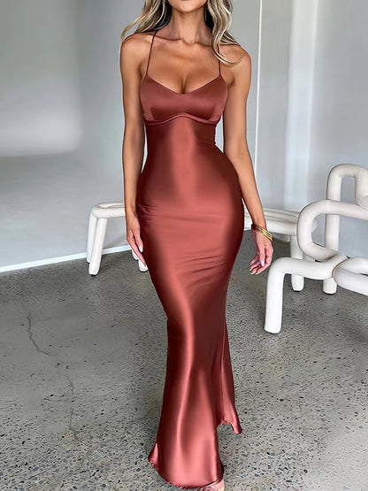 Sexy long dress with one-shoulder slit and zipper, elegant and fitted formal dress, long skirt for women