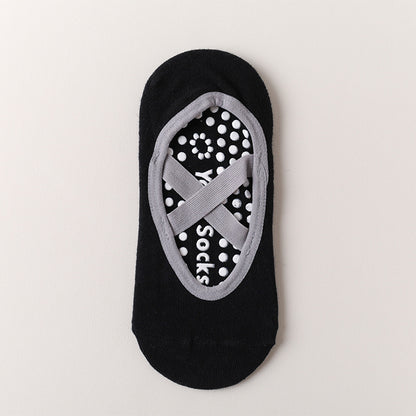 Professional yoga socks - silicone anti-slip socks for children. Summer indoor fitness sports socks with cross laces. Pilates socks.