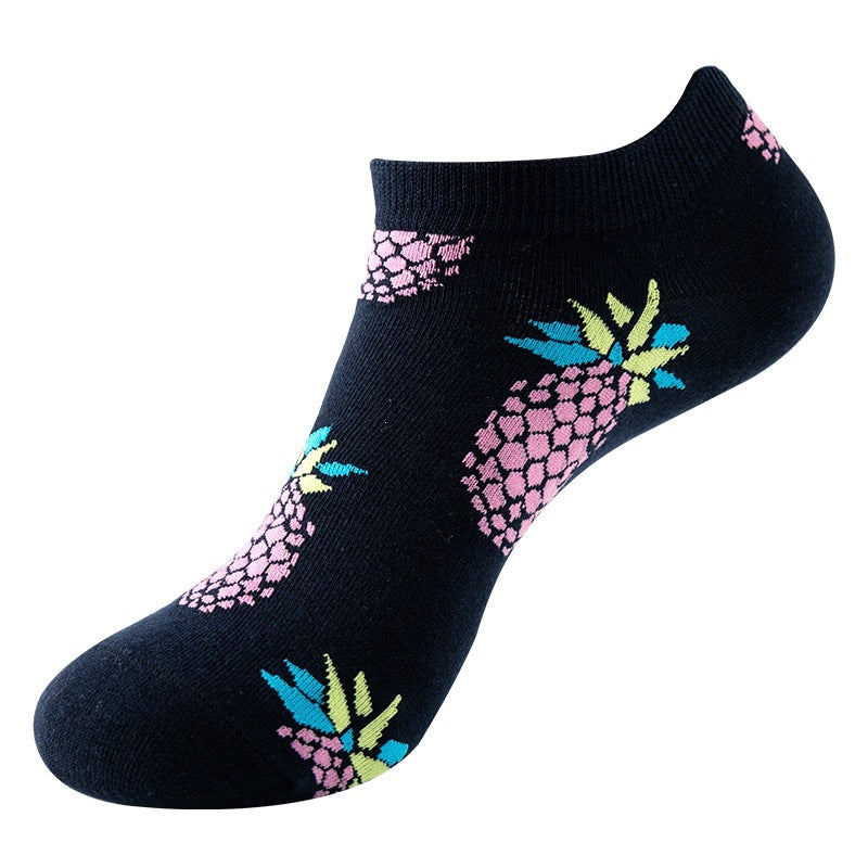 Boat sock man, summer and spring short socks for women, light-crowned short style stockings, oil painting avocado trend stockings, wholesale for sale