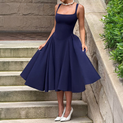 French-style elegant strapless dress for children's summer wear