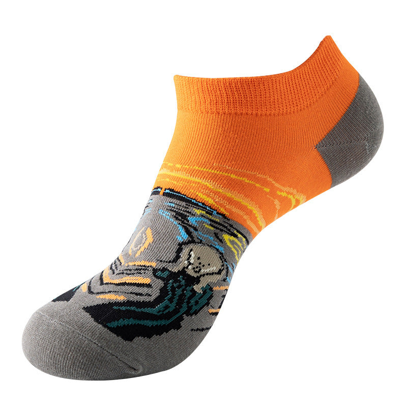 Boat sock man, summer and spring short socks for women, light-crowned short style stockings, oil painting avocado trend stockings, wholesale for sale