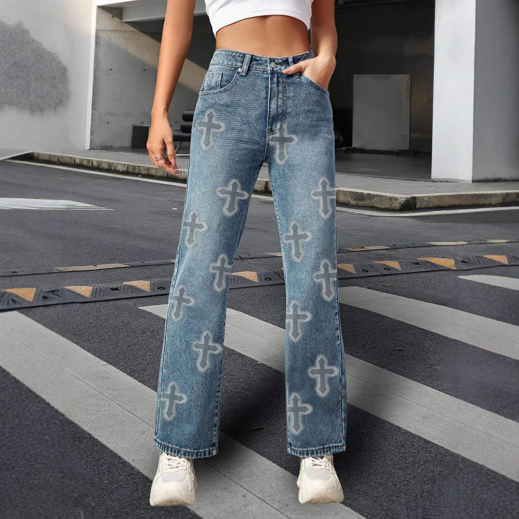 High-waisted stretch denim shorts