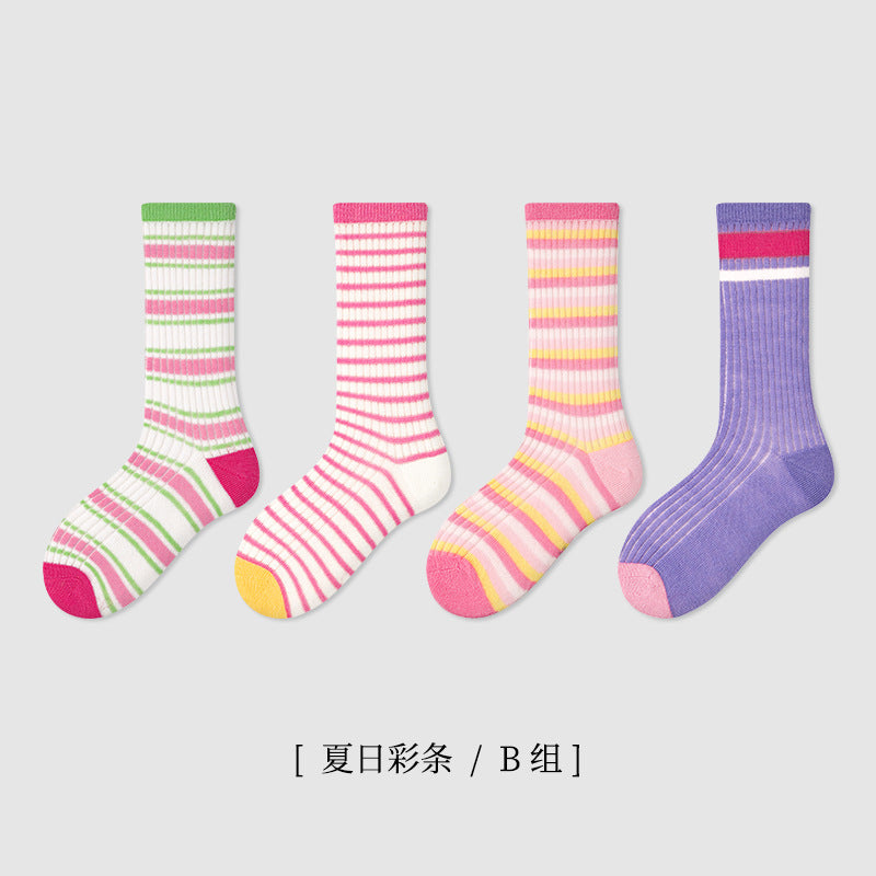 ZYZ儿童袜子批发春夏薄款网眼儿童中筒袜卡通条纹休闲男童袜子