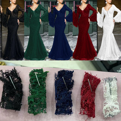 Spring and Summer Evening Gown - Elegant, Sexy, Form-fitting Fish-Tail Long Evening Dress with Long Skirt