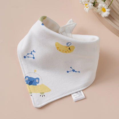 Baby Cotton Napkin, Baby Triangle Towel, Newborn Child Anti-Vomiting Milk Cover, Ultra-Soft Apron, Headband, Autumn-Winter