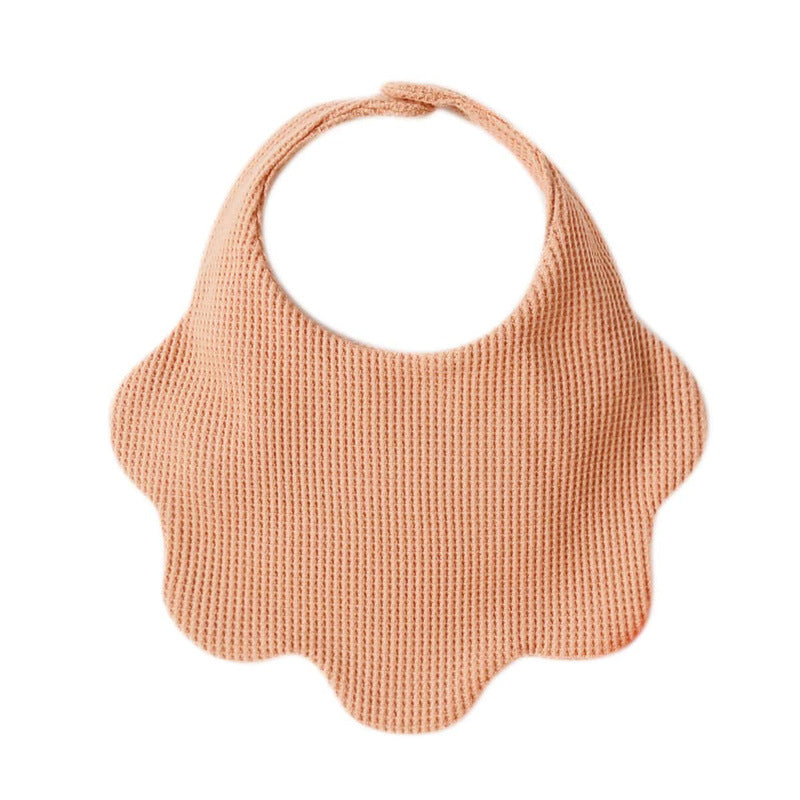 Pure cotton waffle-style water towel baby flower-shaped bib for summer 360-degree rotation newborn cover-up cute solid color