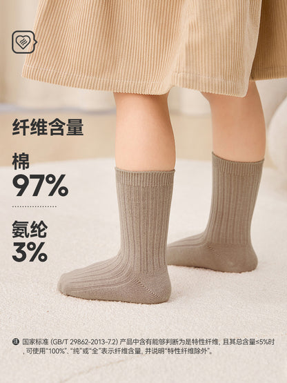 2025春秋宝宝袜子双针纯色婴儿袜子无骨中筒儿童纯棉袜子a类童袜
