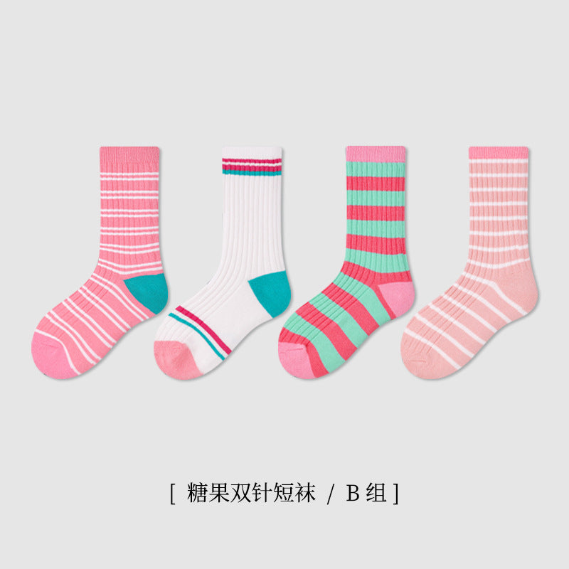 ZYZ儿童袜子春季新款烂漫星河精梳棉中筒棉袜可爱无骨花边女童袜
