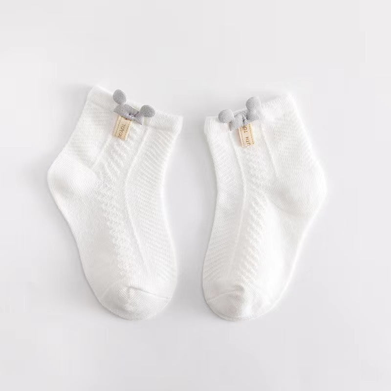 婴儿袜子夏季薄款透气网眼宝宝袜子短筒新生儿童袜卡通0-1岁1-3岁