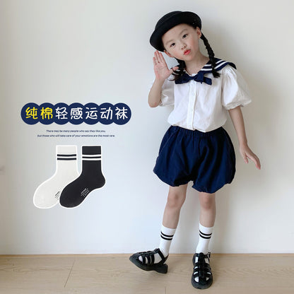 儿童袜子2025秋季新款纯棉中筒袜无骨男童女童学生袜诸暨袜业批发