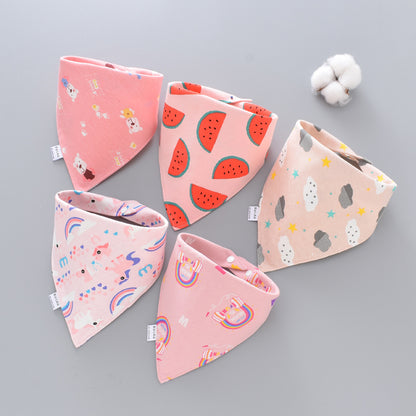 Baby washcloth, baby triangular scarf, pure cotton double-layer snap fastening waterproof newborn bib, child scarf, spring and autumn set