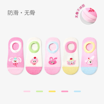 儿童袜子批发2025春夏猫咪蝴蝶结隐形袜浅口船袜棉卡通女童袜子