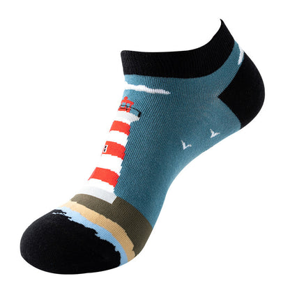 Boat sock man, summer and spring short socks for women, light-crowned short style stockings, oil painting avocado trend stockings, wholesale for sale