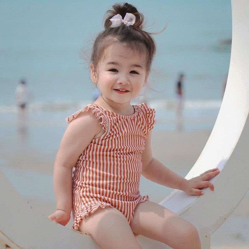 2026欧美新款女童泳衣可爱宝宝连体泳衣速干U形露背儿童游泳衣