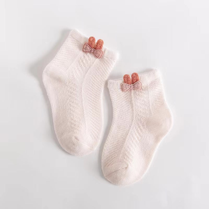 婴儿袜子夏季薄款透气网眼宝宝袜子短筒新生儿童袜卡通0-1岁1-3岁