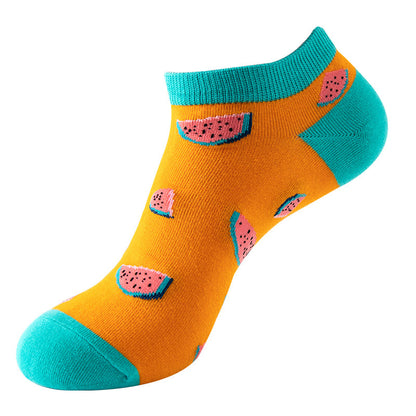 Boat sock man, summer and spring short socks for women, light-crowned short style stockings, oil painting avocado trend stockings, wholesale for sale