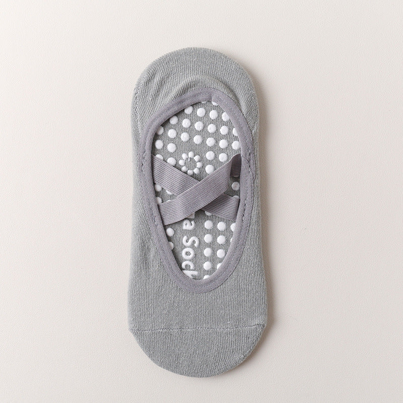 Professional yoga socks - silicone anti-slip socks for children. Summer indoor fitness sports socks with cross laces. Pilates socks.