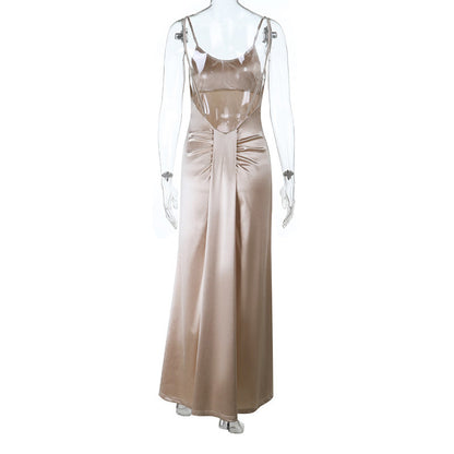 Sexy strapless backless dress for spring - new style, elegant and form-fitting long dress