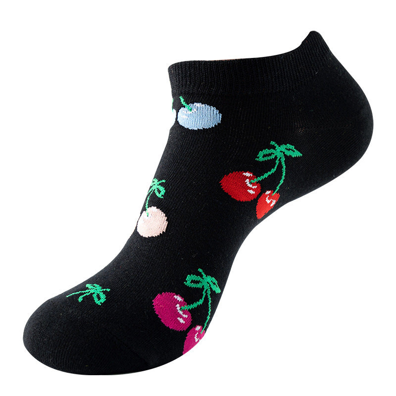 Boat sock man, summer and spring short socks for women, light-crowned short style stockings, oil painting avocado trend stockings, wholesale for sale