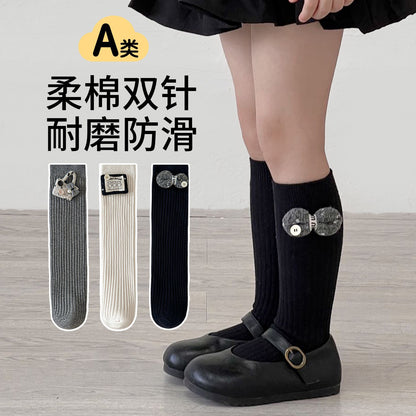 儿童袜子秋冬新款双针中筒袜韩系复古男童女童宝宝运动潮袜批发