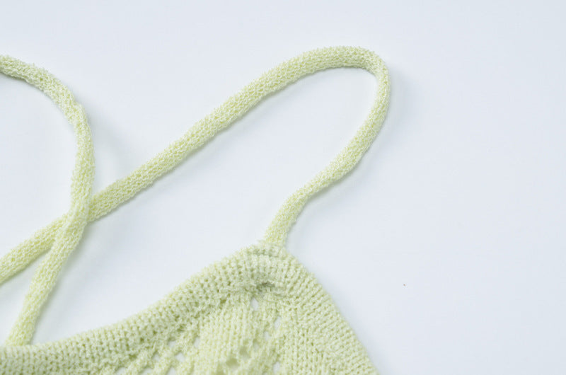 Summer fashion sexy backless knitted sweater with straps and openwork, figure-hugging dress