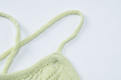 Summer fashion sexy backless knitted sweater with straps and openwork, figure-hugging dress