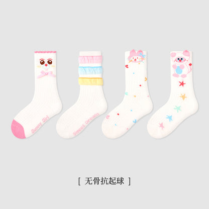 儿童袜子批发2025夏季薄款波点小狗宝宝短袜棉男童条纹网眼中筒袜
