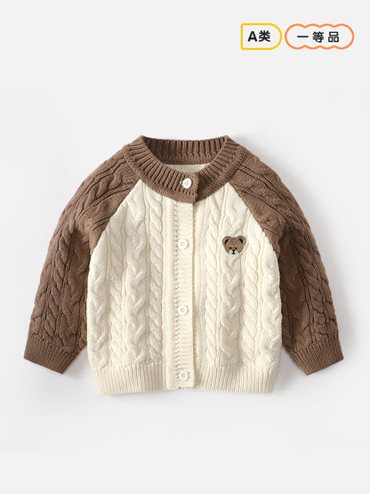 Boy's sweater - Korean style - small bear sleeveless pullover for spring, autumn and winter - children's round-neck knitted coat - warm - category A sweater