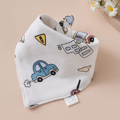 Baby Cotton Napkin, Baby Triangle Towel, Newborn Child Anti-Vomiting Milk Cover, Ultra-Soft Apron, Headband, Autumn-Winter