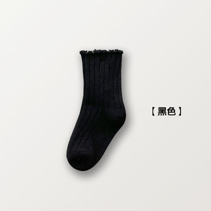 秋冬新品女童袜子儿童精梳棉木耳花边双针中筒儿童袜子批发诸暨
