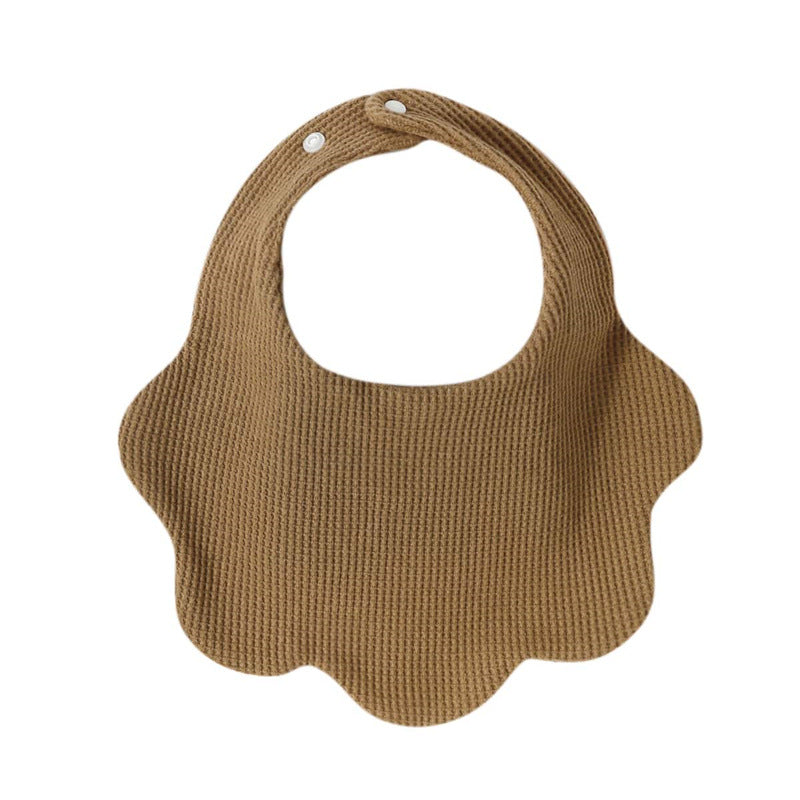Pure cotton waffle-style water towel baby flower-shaped bib for summer 360-degree rotation newborn cover-up cute solid color
