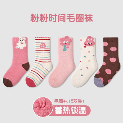 1949加厚儿童袜子25秋冬季新款卡通小熊果园毛圈袜棉袜保暖男童袜