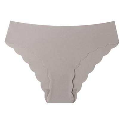Plus-size panties, silk-like invisible women's seamless low-rise panties with wave edges and pure erotic nylon triangle bottoms