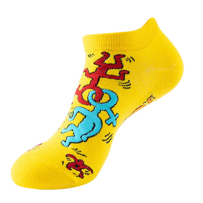 Boat sock man, summer and spring short socks for women, light-crowned short style stockings, oil painting avocado trend stockings, wholesale for sale