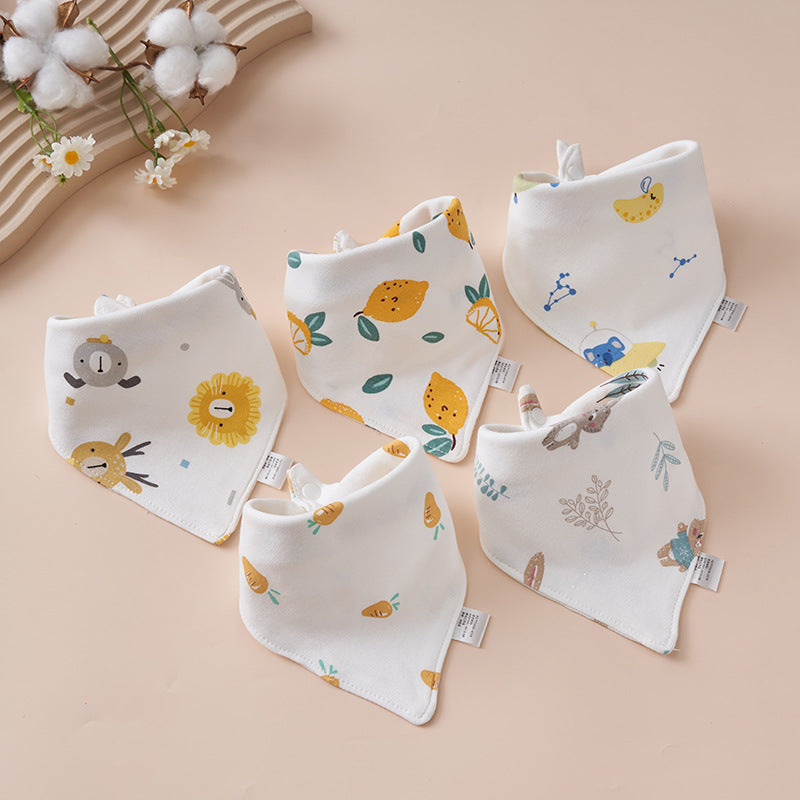 Baby Cotton Napkin, Baby Triangle Towel, Newborn Child Anti-Vomiting Milk Cover, Ultra-Soft Apron, Headband, Autumn-Winter