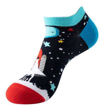 Boat sock man, summer and spring short socks for women, light-crowned short style stockings, oil painting avocado trend stockings, wholesale for sale