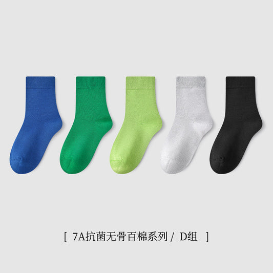 ZYZ儿童袜子批发春季新款全棉素色宝宝袜子休闲7A抑菌男女童袜子