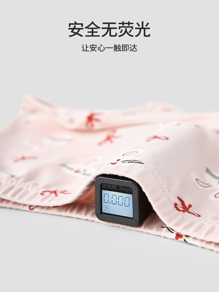 4条装秋季儿童内裤批发可爱女生短裤纯棉卡通小兔女童平角内裤印