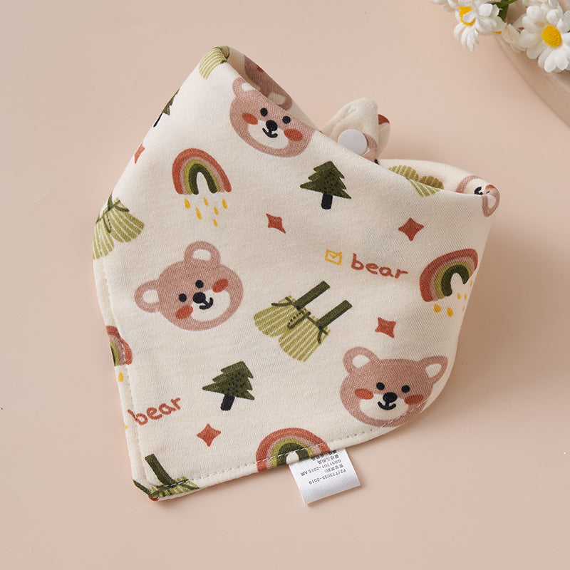 Baby Cotton Napkin, Baby Triangle Towel, Newborn Child Anti-Vomiting Milk Cover, Ultra-Soft Apron, Headband, Autumn-Winter