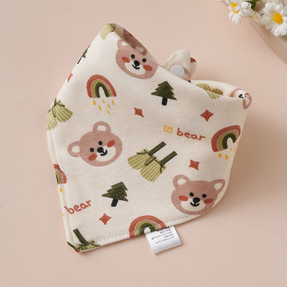 Baby Cotton Napkin, Baby Triangle Towel, Newborn Child Anti-Vomiting Milk Cover, Ultra-Soft Apron, Headband, Autumn-Winter