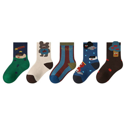 儿童袜子24秋冬批发可爱猫咪波点女童袜子保暖棉质儿童加厚毛圈袜