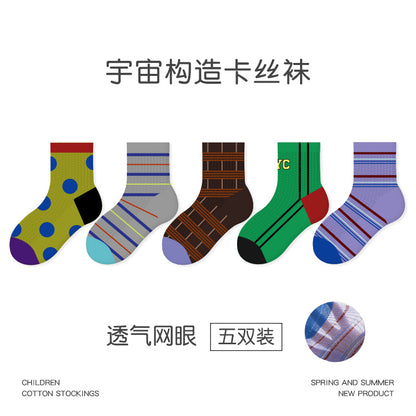 1989儿童袜子批发2026春夏超薄甜心萌兔网眼卡丝袜格子女童袜子