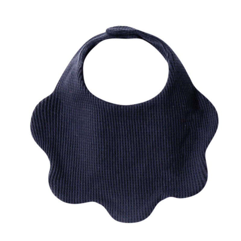 Pure cotton waffle-style water towel baby flower-shaped bib for summer 360-degree rotation newborn cover-up cute solid color