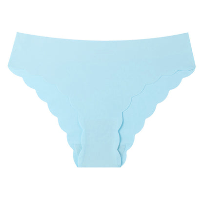 Plus-size panties, silk-like invisible women's seamless low-rise panties with wave edges and pure erotic nylon triangle bottoms