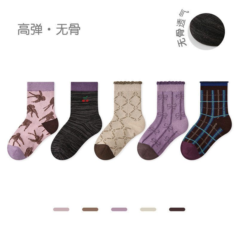 1937儿童袜子批发25秋冬新款粉色兔子短袜棉无骨女童袜子花边波点