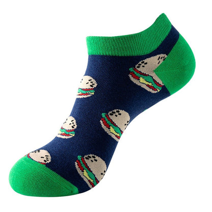 Boat sock man, summer and spring short socks for women, light-crowned short style stockings, oil painting avocado trend stockings, wholesale for sale