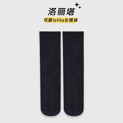 儿童袜子夏季薄款女童洛丽塔风公主小腿袜韩版蕾丝网眼透气长筒袜