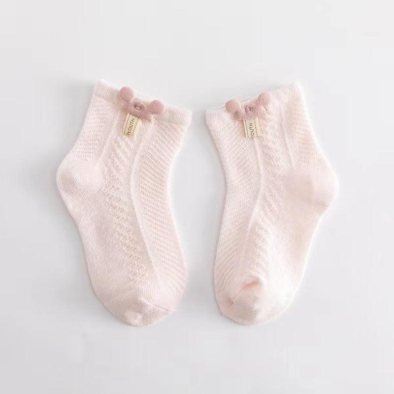 婴儿袜子夏季薄款透气网眼宝宝袜子短筒新生儿童袜卡通0-1岁1-3岁